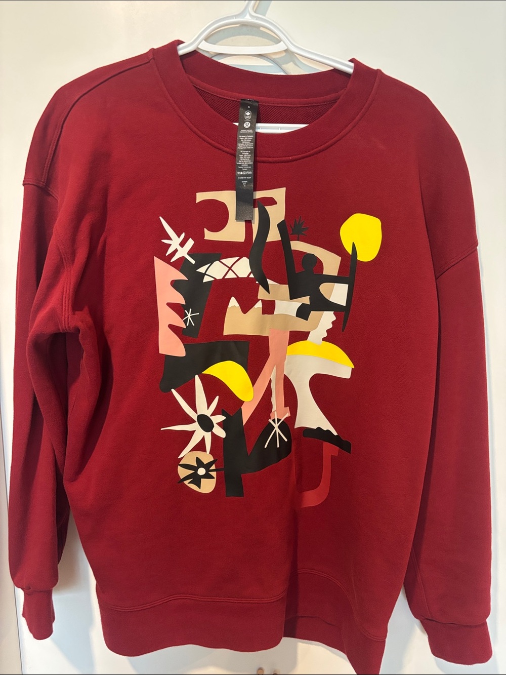 lululemon athletica Red Crewneck Sweatshirt with Abstract Graphic